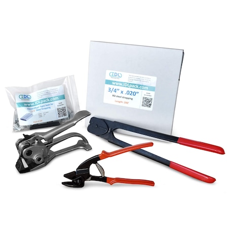 Idl Packaging 3/4" Steel Strapping Kit, 200 Ft. for Round Packages R.SSK.34.200